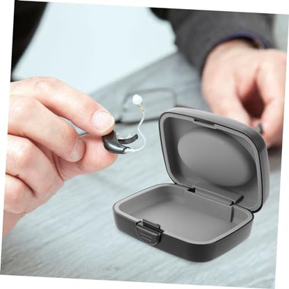 Hearing Aid Storage Box with Hard Shell, Push Button Closure