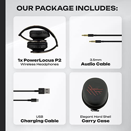 PowerLocus Bluetooth Over-Ear Headphones, Wireless Stereo Foldable Headphones Wireless and Wired Headsets with Built-in Mic, Micro SD/TF, FM for iPhone/Samsung/iPad/PC (Camo) - color: Camo