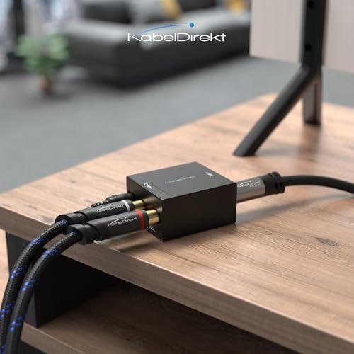 KabelDirekt – RCA Cable – 3ft – 2×2, Braided | Coaxial, subwoofer/amp/HiFi/home cinema/Blu-ray, analog & digital - color: Nylon Braiding, size: 3 feet