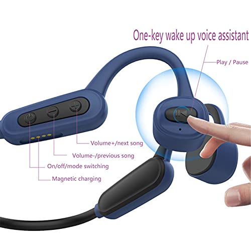 IP68 Underwater Waterproof Swimming Headset Bone Conduction Earphone with MP3 and Bluetooth for Swimmers Open-Ear Elastic Band (Blue) - color: Blue