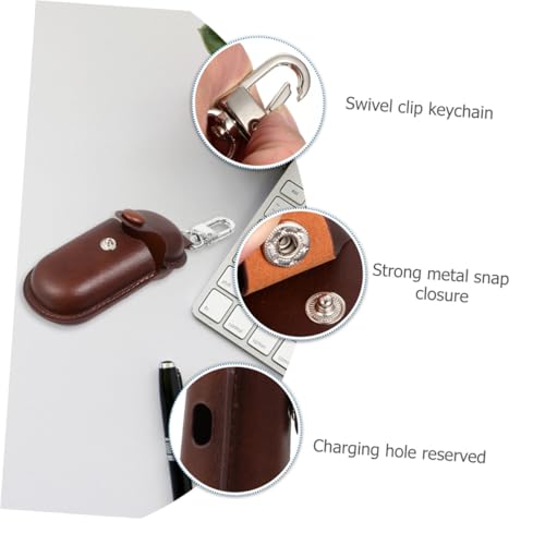KALLORY Earbuds Storage Bag for in-Ear Headphones 3I, Waterproof Holder with Anti-Lost Scratch-Proof Dark Brown Cover for Travel and Daily Use