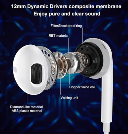 2 Packs Wired Headphones for iPhone 14 Earphones Wired Nosie Reduction Built-in Microphone&Volume Control Headsets，Earbuds for iPhone 14/13/12/11/XR/XS/X/8/7/6/SE/Pro Max，Support All iOS System，White