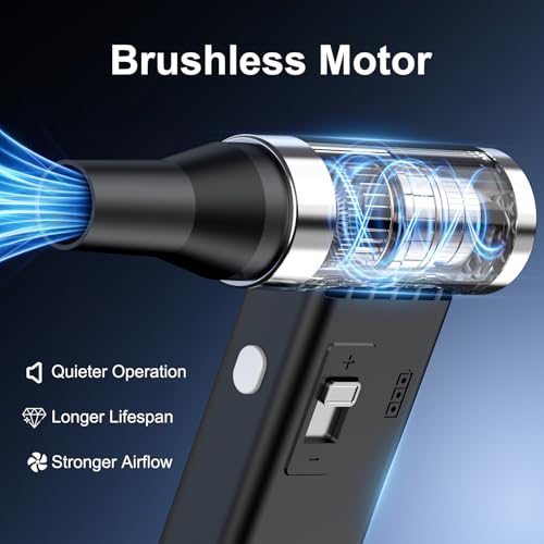 Mini Ultra-Slim Electric Compressed Air Duster 150,000RPM Super Power, Rechargeable Cordless Air Duster, Powerful Airflow for Computer, Keyboard, Outdoor, House and Car