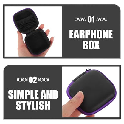 Portable Earbuds Carrying Case with Cable Organizer Bag for Travel, Eva Hard Shell Ear Buds Storage Pouch in Purple, Compatible with Wired Earphones and Chargers