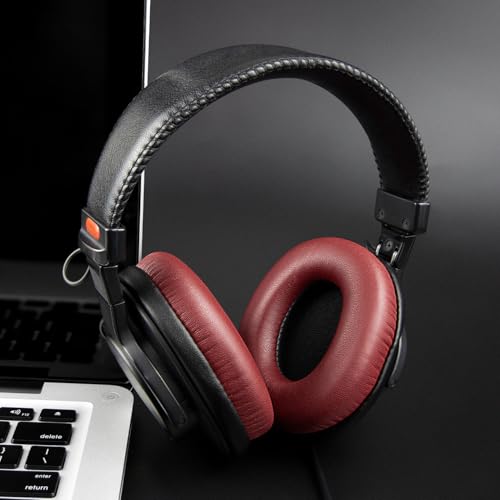 SOULWIT Replacement Earpads for Sony MDR-7506 MDR-V6 MDR-V7 MDR-CD900ST Monitor Headphones, Ear Pads Cushions with Softer Protein Leather, High-Density Foam - Burgundy - color: Burgundy