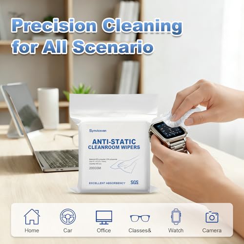 Anti-Static Microfiber cloths 4"x4"(400 Pcs,200GSM) | Lint Free Cloths,Reusable,Special ESD Protection Design is Suitable for Protecting Sensitive Electronic Components and Tools - size: 4"x4" (Pack of 400)