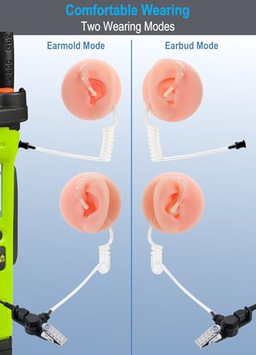 commountain Clear Acoustic Tube for Two Way Radio Earpiece and Headset | Fit Left Ear, 5 Pack, Compatible with Motorola Earpiece and More, Skin Friendly & UV Resistant TPU Coil Tube