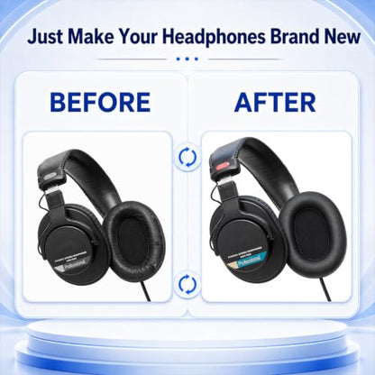 Replacement Ear Pads for Sony MDR-7506 MDR-V6 MDR-V7 MDR-CD900ST Headphones, Protein Leather Earpads Cushions with Memory Foam, Extra Thick Ear Cups for Studio Monitor Headset, 1 Pair-Black