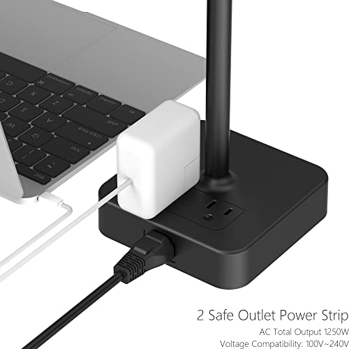 KAFRI Dual Headphone Stand with USB Charger Desk Gaming Double Headset Holder Hanger Rack with 2 USB Charging Port and 2 Outlet - Suitable for Gamer Desktop Table Game Earphone Accessories Gift - color: Black pro