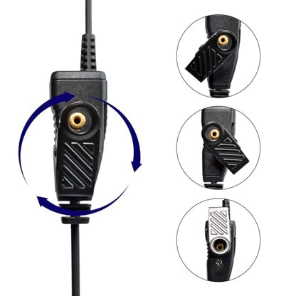 3 Pack Walkie Talkie G-Shape Earpiece with Mic for Motorola Talkabout Radio | Two-Way Radio Swivel Earhook Headset Ear Piece Headphone w/In-line Microphone PTT for T470 T600 T800 T465 T475 T460 T400 T200