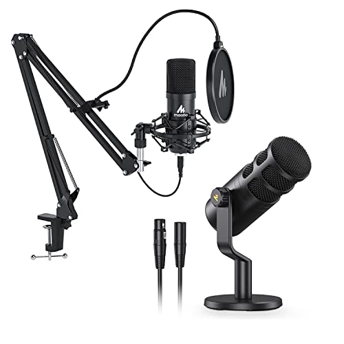 MAONO Podcast Microphone for Beginners, Streaming Microphone, PD100 XLR Mic Works Great with Sound Card, Audio Interface, Ideal for Streaming, YouTube, Voice Over