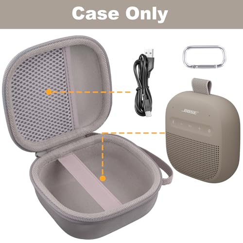 Aenllosi Case for Bose SoundLink Micro 2nd Gen Speaker, Sandstone | EVA case construction, Water-resistant design, Dust-resistant design, Protective case only - color: Sandstone, style: Hard Case for Bose SoundLink Micro 2nd Gen