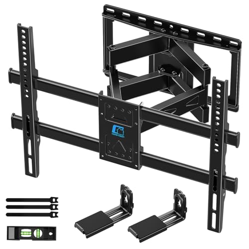 HOME VISION Full Motion TV Mount with Soundbar Bracket, 37-85" TVs,132 lbs | Dual Articulating Arms, Swivel Tilt Leveling, VESA 600x400, Fits 8"/12"/16" Studs,Fits Universal Soundbars - size: 37-85" FM w/5746