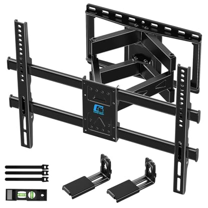 HOME VISION Full Motion TV Mount with Soundbar Bracket, 37-85" TVs,132 lbs | Dual Articulating Arms, Swivel Tilt Leveling, VESA 600x400, Fits 8"/12"/16" Studs,Fits Universal Soundbars - size: 37-85" FM w/5746