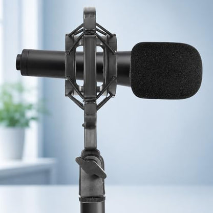 Microphone Shock Mount with Pop Filter Anti-Vibration Suspension Shockmount Holder Clip Universal Anti-Vibration Mic Holder Mic Clip Holders for 42~46mm/1.65~1.81in Diameter Studio Condenser Mics