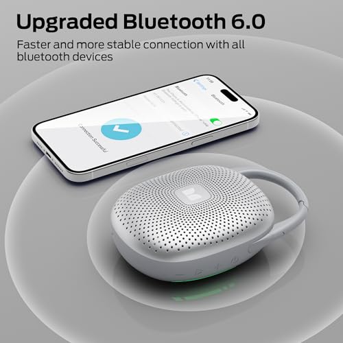 Monster S370 Ultra-Portable Bluetooth Speaker with Integrated Carabiner Clip, IPX7 Waterproof, 29H Playtime, Bluetooth 6.0, TWS Pair Clip-On Speaker for Outdoor, Hiking, Beach, Shower & Travel, Grey