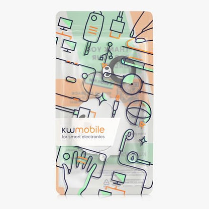 kwmobile Design Cover for Anker Soundcore Liberty 4 NC Case - Silicone Cover for Earbuds Charging Case - Protective Headphone Holder with Carabiner Clip - White/Black