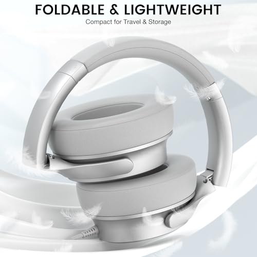 USB C Wired Over-Ear Headphones with Microphone | Volume Control, Share Port, Adjustable Headband Foldable Stereo Headset for Adult/Teens for iPhone 16, Laptop, Gaming, Travel - color: New Silver