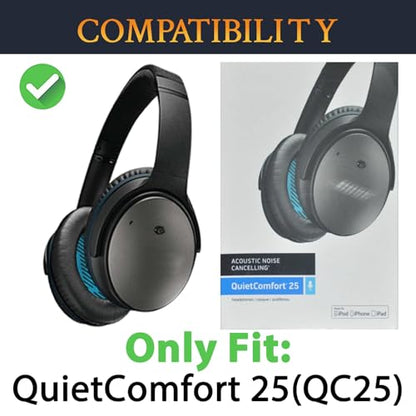 SOULWIT Replacement Kit for Bose QC25 - Black | Ear Pads + Headband + Silicone Sweat Cover - color: Black