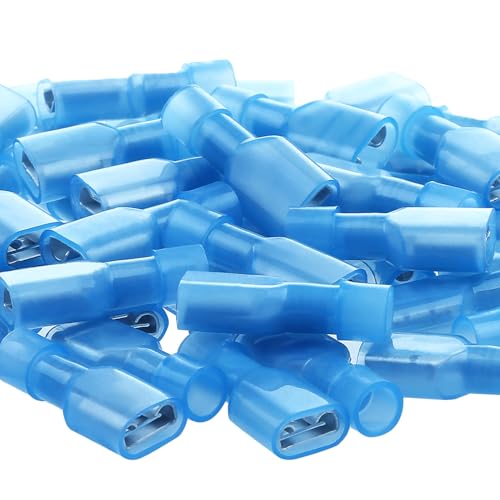 Blue Female Spade Connector 16-14 AWG/Gauge Disconnect Crimp Terminals | AIRIC,UL,100 Pcs,Blue Female Connectors,Electrical Terminal,16,14 AWG Wire,Nylon Spade Connect,Quick Disconnect,Speaker Auto - size: Female(16-14 AWG)