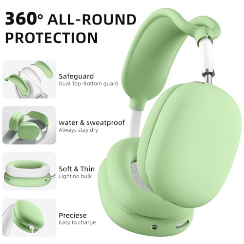 Lerobo Case for AirPods Max, Anti-Scratch Ear Pad & Headband Protector, Soft Silicone Skin for Apple AirPods Max 2024/2020(Mint Green) - color: MintGreen