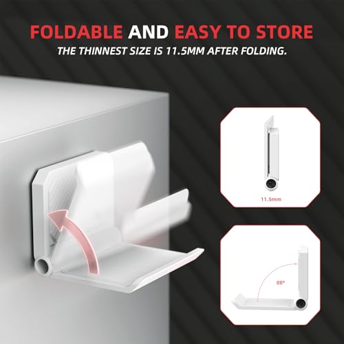 PlayVital FOLD Controller Holder Wall for ps5 ps4 Xbox Switch 2 Pro Headset, 2 Pack Universal Storage Organizer Gaming Controller Stand Headphone Mount - Foldable Anti-slip Adhesive Removable, White - color: White 4 Sets