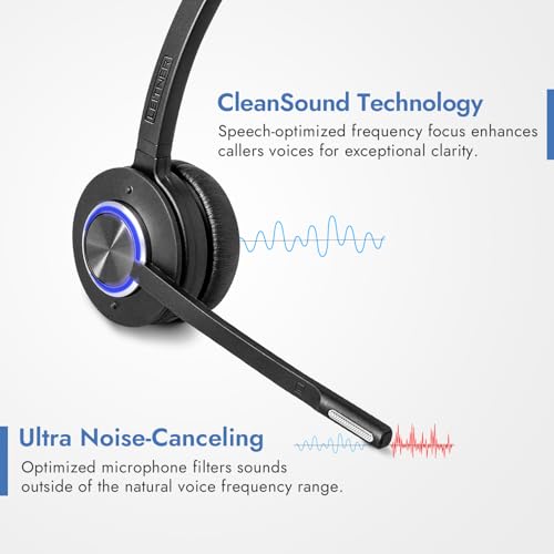 Leitner LH670 3-in-1 Wireless Office Headset with Mic – Wireless DECT Headset for Office Phone, Computer and Cell Phone – 5 Year Warranty – Single-Ear | Single-ear, over-the-head, DECT-not Bluetooth, office phone, computer, cell, Cisco, Yealink, Polycom,