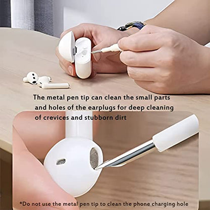 Bluetooth Earbuds Cleaning Pen,Cleaner Kit for Airpods Pro,Earbud Cleaning Kit,Multifunction Headphone Cleaning Pen Tool with Soft Brush Suitable for Headset,Keyboard, Phone and Camera Lens (White)