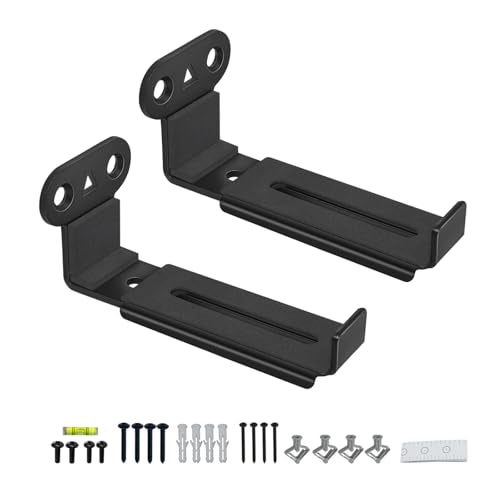 Soundbar Wall Mount, Depth Adjustable 3.7”-6.3”, All Metal,2 Packs | Hold up to 30 lbs, Sound Bar Mounts Under TV for Sonos,Bose, Vizio, LG,Samsung, Sony, JBL and More,DX-118,Black