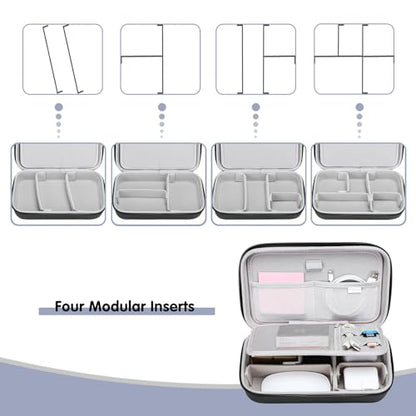 MOSISO Electronic Organizer Travel Case Compatible with MacBook Power Adapter, Compatible with Magic Mouse & Pencil, SD Card, USB Flash Disk with 4 Modular Insert & 2 Cable Tie & Snap Hook, Black - color: Black