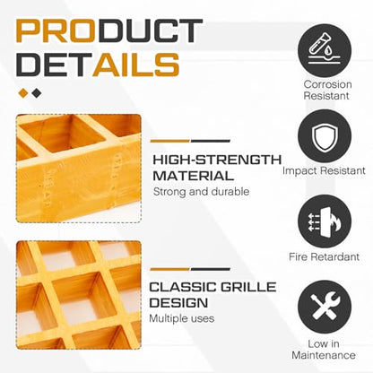 Cinnvoice 3 Pcs Frp Molded Grating Panel,31 x 9 x 1.5 Inches,Yellow - color: Yellow, size: 31 x 9 x 1.5 Inches
