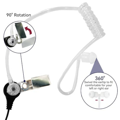 ETMY Covert Acoustic Tube Earpiece with Mini PTT Mic, Compatible with Motorola APX 6000/7000/8000, XPR 7550/7550e, P82/P86 Series Two-Way Radio (1)