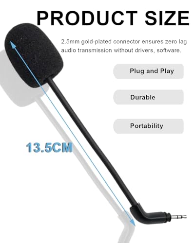 Replacement Microphone for Turtle Beach Recon 500 Gaming Headsets Noise Cancelling Crystal Clear Voice Boom Mic for Switch PS5 PS4 Mac PC Computer, 2.5 mm Jack