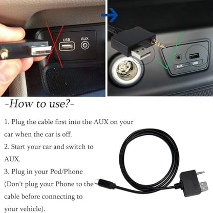 Aux Charing Media Interface USB 3.5mm Audio Jack Music Adapter Compatible for iP 14 Pro Max 13 12 11 Xs Xs Max XR for Hyundai KIA, 39“
