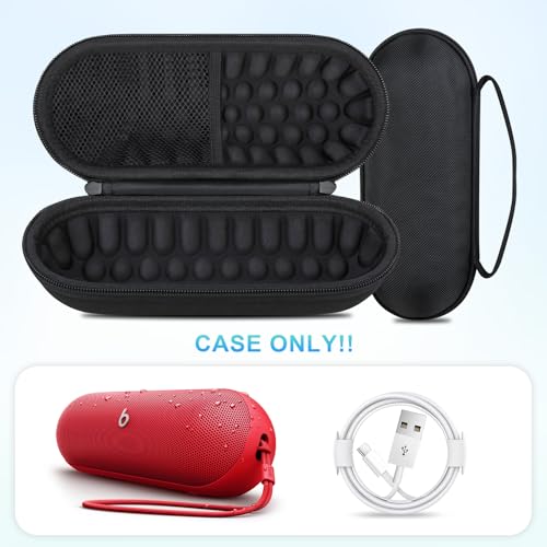 BOVKE Beats Pill 2024 휴대용 블루투스 스피커용 휴대용 케이스, 폼 패딩 및 메시 포켓이 있는 여행용 보호 케이스, 새로운 Beats 알약 액세서리용, 블랙 - color: AA_블랙