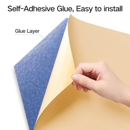 12 Pack Self-Adhesive Acoustic Panels 12" X 10" X 0.4" - Sound Proof Foam Panels with High Density, Y-Lined Design, Flame Resistant, Absorb Noise and Eliminate Echoes(Steel Blue) - color: Steel Blue, size: Y-Cut Hexagon 12 Pack