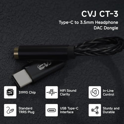 CVJ USB C to 3.5mm Audio Adapter, USB C to Aux with CX31993 DAC Chip