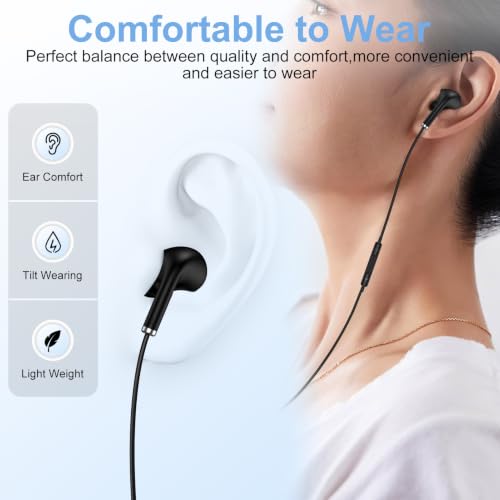 USB C Wired Earbuds Type C Headphone Headset Earphone USBC Earbuds with Mic | USB C Ear Buds for iPhone 17 Pro Max 17 Air 17E 16E 16 Plus 15 Pro,Samsung Galaxy S26 Ultra S26+ S25 S24,A17 A27 A37 Z Flip 7