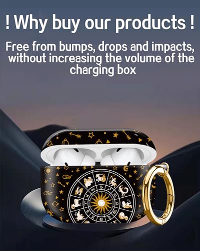 Cute Hard Case Compatible with AirPods Pro 2nd/1st Generation, Protective Cover with Golden Keychain, Fits 2023/2022/2019 Models, for Women, Girls, and Men(Cute Horoscope - color: Cute Horoscope
