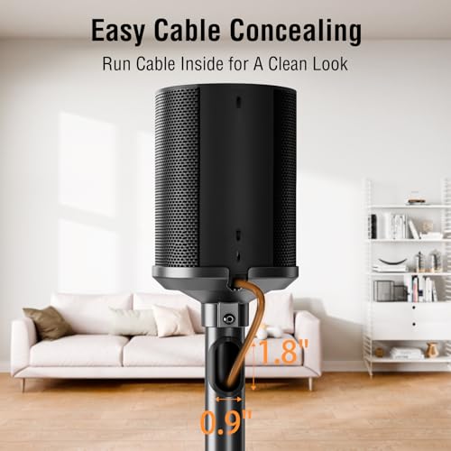 ELIVED Speaker Stands Pair for Sonos Era 100 and Sonos One, One SL, Play:1 | 35"- 43.4" Height Adjustable Speaker Stand for Surround Sound, Cable Management, Tempered Glass Base, 11 LBS Loading - size: For Sonos Era 100