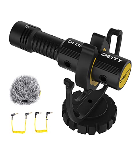 Deity V-Mic D4 Mini Microphone On-Camera Interview Mic for Vlog | Ultracompact On-Camera Mic, Plug-in Power, Trs and Trrs Cables, Dual-Track Input,Super Cardioid Compact