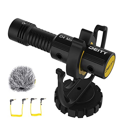 Deity V-Mic D4 Mini Microphone On-Camera Interview Mic for Vlog | Ultracompact On-Camera Mic, Plug-in Power, Trs and Trrs Cables, Dual-Track Input,Super Cardioid Compact