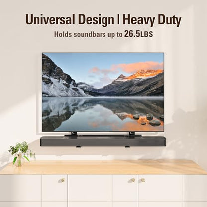 Mounting Dream Soundbar Mount, Heavy Duty Soundbar TV Bracket up to 26.5lbs | Sound Bar Mount for Soundbars with/ without Holes, Height & Level Adjustment, No-Slip Base Holder Extends 3.44”-6.06”, MD5428 - size: Soundbar Mount Up to 26.5 lbs