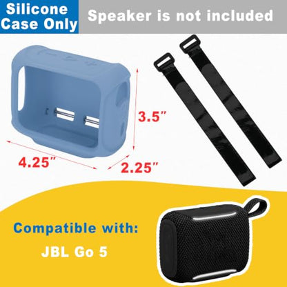 Silicone Case Cover for JBL Go 5 Portable Speaker (Pink Blue) | Travel Carrying Protective Pouch with Attach Straps for Bike Golf Cart Scooter - color: Pink Blue