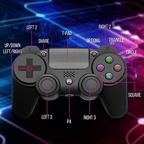 Pyle Gaming Controller - High-Performance Wireless Gamepad with Analog Stick for PC, Android, iOS Console | Dual Vibration with LED Light, Built-in Speaker, Headset Jack, 6-Axis Sensor