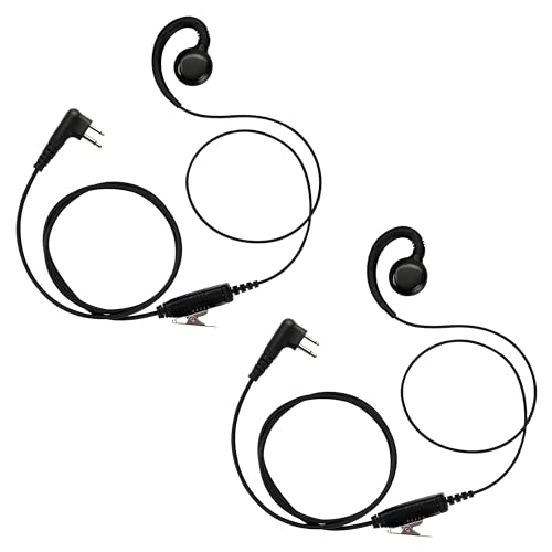 Noise-Reducing PTT Surveillance Earpiece for Motorola 2-Pin Radios | Compatible with CP200D/CP200/CP100D/R2, CLS1110/1410, BPR40/50DX & RMU2040 Walkie Talkie, 2-Pack - style: 2 Packs