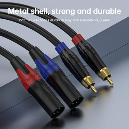 25ft RCA to XLR Cable - 4N OFC, Dual RCA Male to Dual XLR Male, HiFi Audio, Amplifier, Mixer, Microphone - size: 25FT-RCA Male to XLR Male