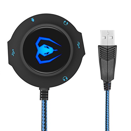 Micolindun External Sound Card USB Hubs Audio Adapter to USB Port & 3.5mm Audio & Micro Jack for PC Laptop. Plug and Play (Blue)