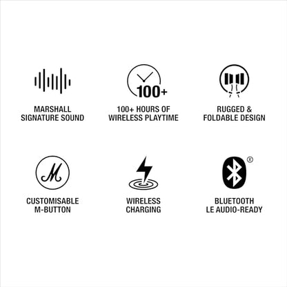 Marshall Major V Wireless On-Ear Bluetooth Headphones - 100+ Hr Playtime | Detachable Audio Cable | Microphone for Calls | Lightweight, Foldable Design for Travel - Midnight Blue - color: Midnight Blue