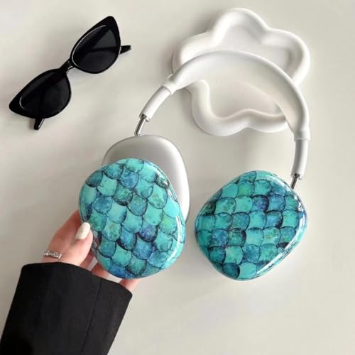 for Glitter AirPods Max Case with Cleaner Kit, Anti-Scratch Shell Pattern Ear Pad Case/Ear Cups Cover/Headband Cover for AirPods Max Protective Skin - color: Fish Scale Pattern